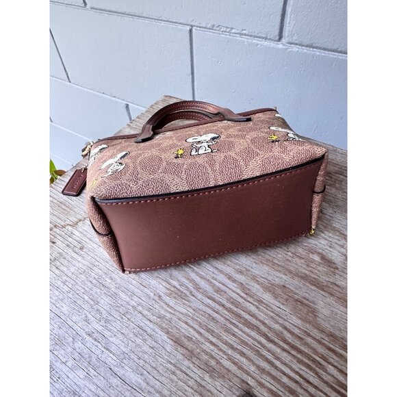 Coach Peanuts Snoopy Woodstock Mini Satchel Crossbody Signature Canvas Bag - Picture 5 of 13